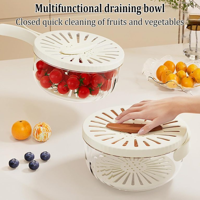 Kitchen Fruit Drainage Basket With Lid – Multi Functional Dual-layer Bowl For Washing, Draining & Storing Fruits And Vegetables, Foldable Handle Design. Kitchen Fruit Drainage Basket With Lid – Multi Functional Dual-layer Bowl For Washing, Draining & Storing Fruits And Vegetables, Foldable Handle Design.