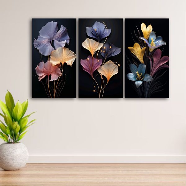 Set Of 3 Flowers Art Wooden Frames For Wall Decoration / Sticky Photo Tiles Set Of 3 Flowers Art Wooden Frames For Wall Decoration / Sticky Photo Tiles