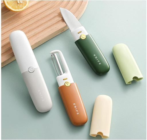 2-in-1 Stainless Steel Fruit Knife With Peeler – Portable Fruit Cutting & Peeling Tool 2-in-1 Stainless Steel Fruit Knife With Peeler – Portable Fruit Cutting & Peeling Tool