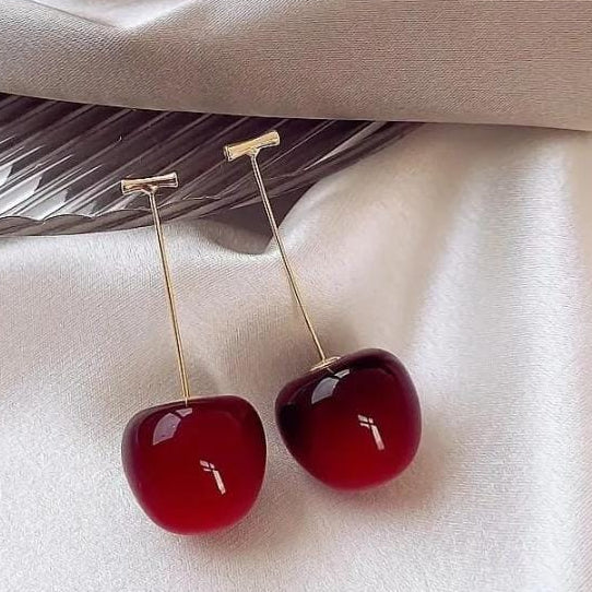 Trendy Korean Cherry Drop Earrings For Women 🍒 Aesthetic Statement Jewelry For Casual & Party Outfits Trendy Korean Cherry Drop Earrings For Women 🍒 Aesthetic Statement Jewelry For Casual & Party Outfits