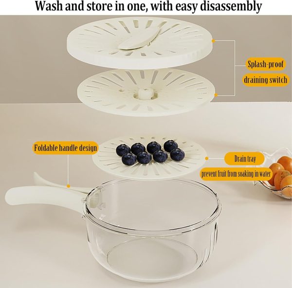 Kitchen Fruit Drainage Basket With Lid – Multi Functional Dual-layer Bowl For Washing, Draining & Storing Fruits And Vegetables, Foldable Handle Design. Kitchen Fruit Drainage Basket With Lid – Multi Functional Dual-layer Bowl For Washing, Draining & Storing Fruits And Vegetables, Foldable Handle Design.