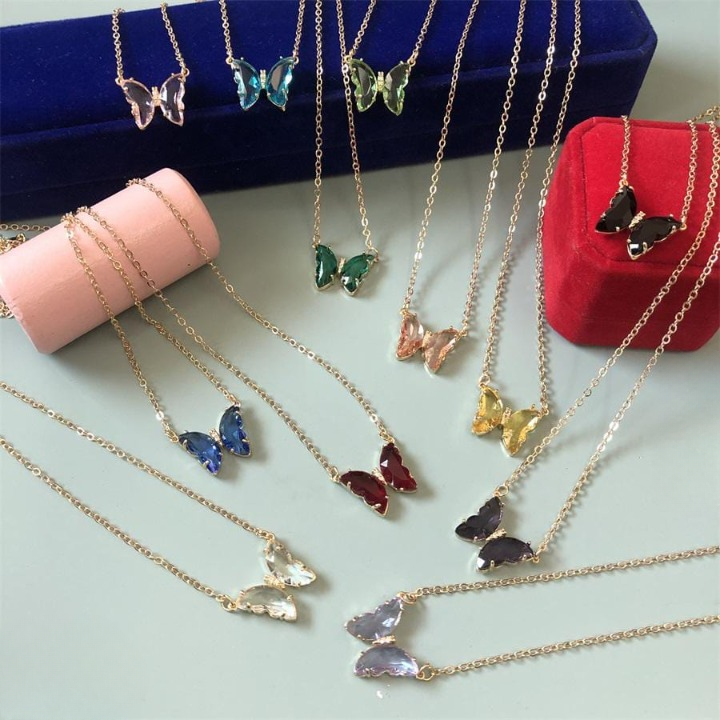 Crystal Butterfly Pendant Necklace For Women – Gold Chain Fashion Crystal Butterfly Pendant Necklace For Women – Gold Chain Fashion