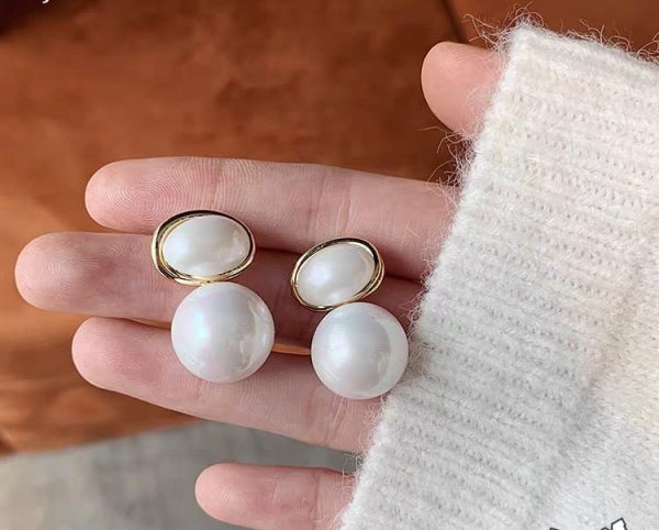 Oval Shape Marble Korean Style Earings For Women Girls Design Earring Jewelry (golden) Oval Shape Marble Korean Style Earings For Women Girls Design Earring Jewelry (golden)