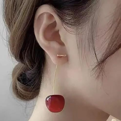 Trendy Korean Cherry Drop Earrings For Women 🍒 Aesthetic Statement Jewelry For Casual & Party Outfits Trendy Korean Cherry Drop Earrings For Women 🍒 Aesthetic Statement Jewelry For Casual & Party Outfits