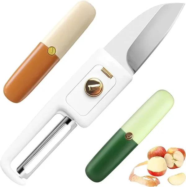 2-in-1 Stainless Steel Fruit Knife With Peeler – Portable Fruit Cutting & Peeling Tool 2-in-1 Stainless Steel Fruit Knife With Peeler – Portable Fruit Cutting & Peeling Tool