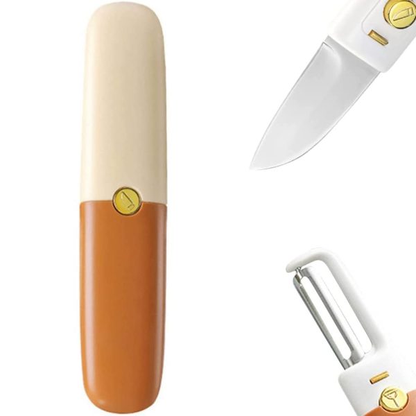 2-in-1 Stainless Steel Fruit Knife With Peeler – Portable Fruit Cutting & Peeling Tool 2-in-1 Stainless Steel Fruit Knife With Peeler – Portable Fruit Cutting & Peeling Tool
