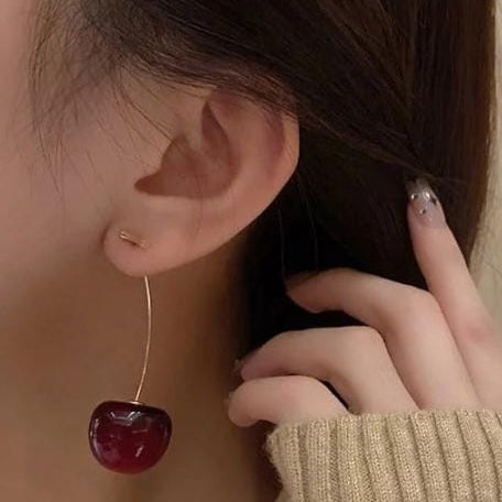 Trendy Korean Cherry Drop Earrings For Women 🍒 Aesthetic Statement Jewelry For Casual & Party Outfits Trendy Korean Cherry Drop Earrings For Women 🍒 Aesthetic Statement Jewelry For Casual & Party Outfits
