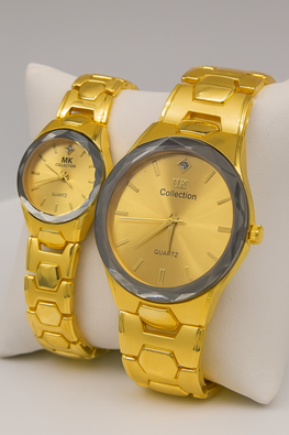 Gold Couple Watch Set – Luxury Quartz Timepieces For Him & Her.