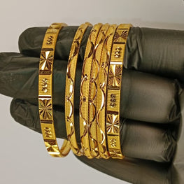 Luxurious Gold Plated Bangles For Girls | Ladies – 2 Piece Bangles | 4 Piece Churiyan | With Beautiful Box In 2.5 Inch Size