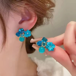 Flower Crystal Korean Earrings – Elegant Women’s Fashion Jewelry