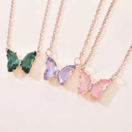 Crystal Butterfly Pendant Necklace For Women – Gold Chain Fashion