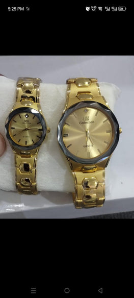 Gold Couple Watch Set – Luxury Quartz Timepieces For Him & Her.