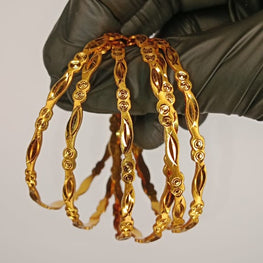 Luminous Gold Plated Bangles For Ladies | Girls – 6 Churiyan Bangles Gold Plated | 2.5 Inch With Beautiful Box | Gold Plated Bangles