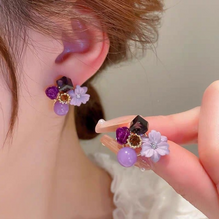Flower Crystal Korean Earrings – Elegant Women’s Fashion Jewelry